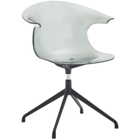 Modern Swivel Chair in Acrylic Office Chair Transparent Vanity Chair Plastic Accent Chair with Metal Legs Home Chair for Living Room/Bedroom, Grey