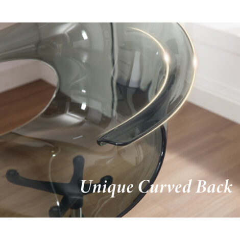 Modern Swivel Chair in Acrylic Office Chair Transparent Vanity Chair Plastic Accent Chair with Metal Legs Home Chair for Living Room/Bedroom, Grey