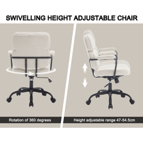 Office Chair in Chenille Swivel Desk Computer Chair Height Adjustable Modern Task Chair for Home Office Bedroom, Beige, Wahson