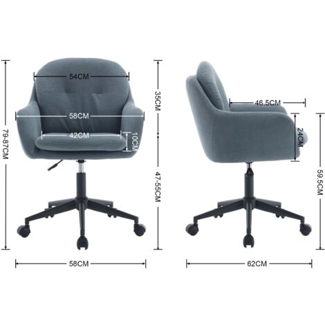 Modern Office Chair in Chenille Comfortable Swivel Desk Chair with Armrest Height Adjustable Task Chair for Home Office Bedroom, Blue, Wahson