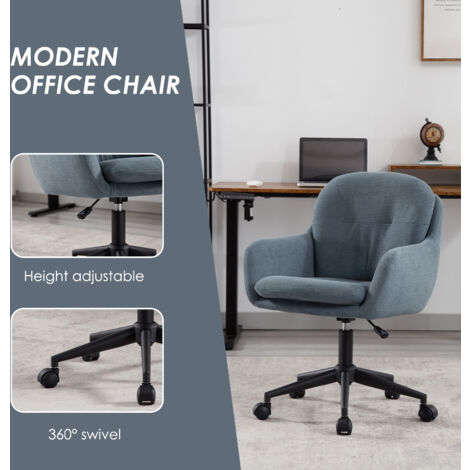 Modern Office Chair in Chenille Comfortable Swivel Desk Chair with Armrest Height Adjustable Task Chair for Home Office Bedroom, Blue, Wahson