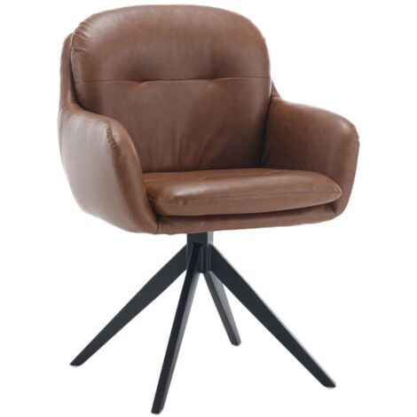 Modern Office Chair in PU Leather Comfortable Swivel Desk Chair with Armrest Vanity Task Chair for Home Office Bedroom Makeup, Brown, Wahson