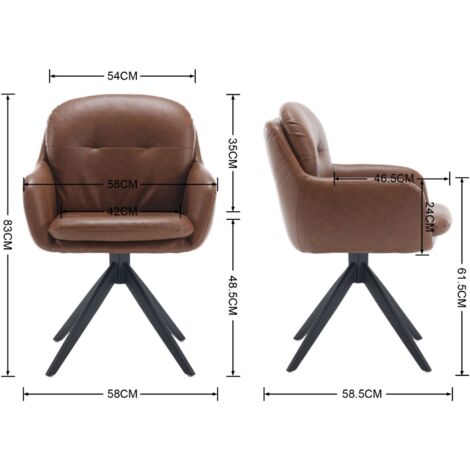 Modern Office Chair in PU Leather Comfortable Swivel Desk Chair with Armrest Vanity Task Chair for Home Office Bedroom Makeup, Brown, Wahson
