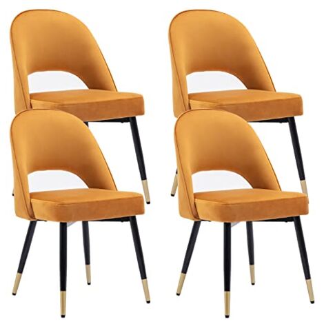 Wahson Dining Chairs 4Pcs in Velvet Modern Kitchen Chairs with Backrest for Living Room Restaurant Cafe, Beige