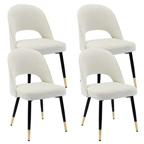 Wahson Dining Chairs 4Pcs in Velvet Modern Kitchen Chairs with Backrest for Living Room Restaurant Cafe, Beige