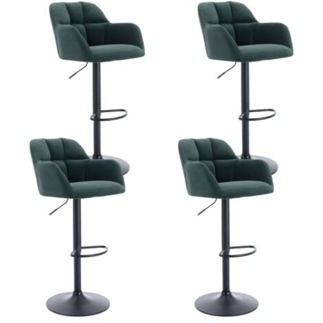 Bar Stools Set of 4 in Velvet Upholstered Modern Counter Chairs Height Adjustable Swivel Stools for Kitchen Home Bar Restaurant, Green, Wahson