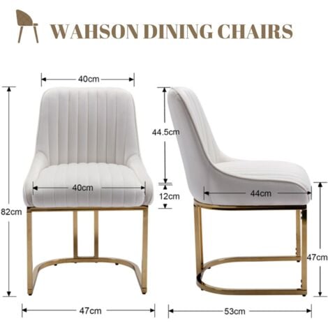 Dining Chairs Set of 4 in Velvet Upholstered Kitchen Corner Chairs with Golden Metal Frame for Dining Living Room Restaurant, White, Wahson
