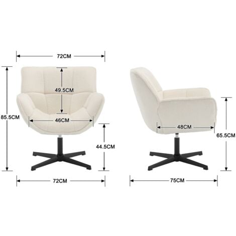 Modern Accent Chair in Faux Fur Lounge Chair Comfortable Padded Armchair with Metal Legs for Bedroom Living Room, White, Wahson