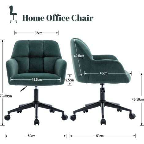 Office Chair in Velvet Upholstered Height Adjustable Modern Swivel Desk Chair with Wheels for Home Office, Green, Wahson