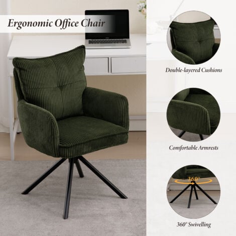 Office Chair in Fabric Thick Padded Modern Comfy Swivel Desk Chair with High Backrest for Home Office, Green, Wahson