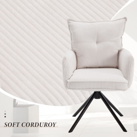 Office Chair in Fabric Thick Padded Modern Comfy Swivel Desk Chair with High Backrest for Home Office, White, Wahson