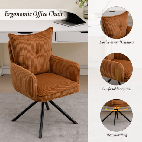 Office Chair in Fabric Thick Padded Modern Comfy Swivel Desk Chair with High Backrest for Home Office, Brown, Wahson
