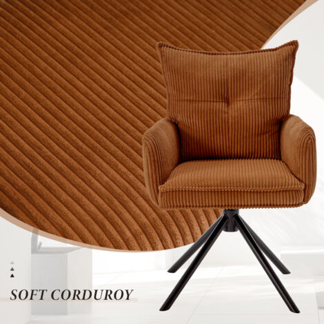 Office Chair in Fabric Thick Padded Modern Comfy Swivel Desk Chair with High Backrest for Home Office, Brown, Wahson