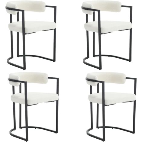 Dining Chairs 4Pcs Upholstered in Faux Fur Modern Leisure Kitchen Chairs for Living Room Restaurant Cafe, White, Washon