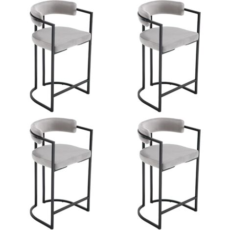Bar Stools 4Pcs Upholstered in Velvet Modern Kitchen Counter Chairs for Home Bar Counter Restaurant, Gray, Wahson