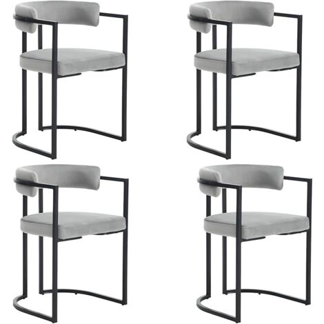 Dining Chairs 4Pcs Upholstered in Velvet Modern Leisure Kitchen Chairs for Living Room Restaurant Cafe, Gray, Washon