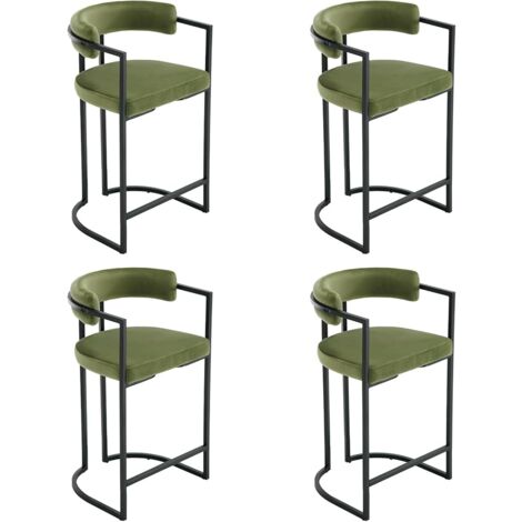 Bar Stools 4Pcs Upholstered in Velvet Modern Kitchen Counter Chairs for Home Bar Counter Restaurant, Green, Wahson