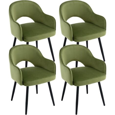 Dining Chairs Set of 4 in Velvet Swivel Kitchen Corner Chairs with Hollow Backrest for Living Room Restaurant, Green, Wahson