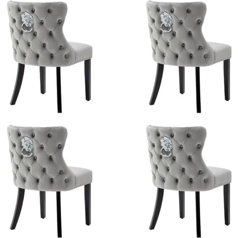 Wahson Dining Chairs 4Pcs in Velvet Upholstered Leisure Chairs with Wood Legs for Kitchen Living Room Restaurant, Gray