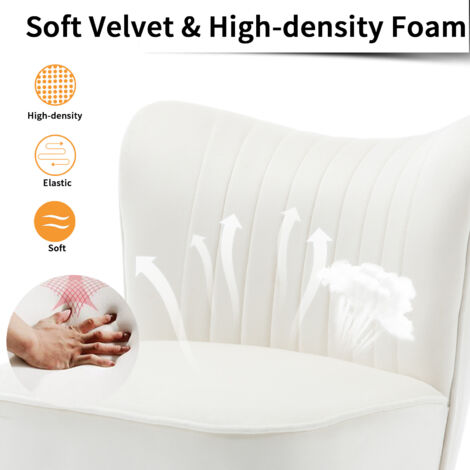 Accent Chair Set of 2 in Velvet Upholstered Occasional Tub Chair Armless Wingback Cocktail Chair with Metal Legs for Home Living Room Bedroom, Beige, Wahson