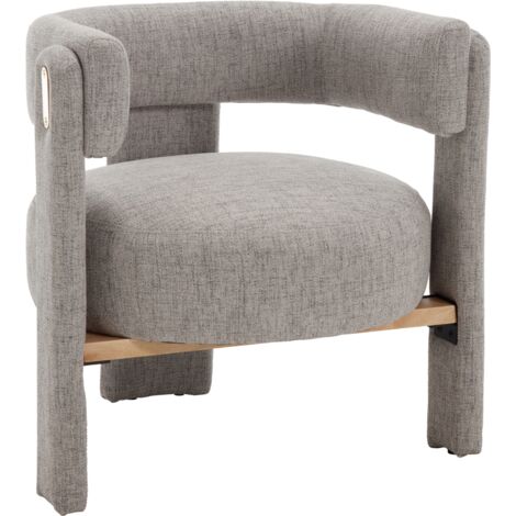 Armchair in Linen Occasional Upholstered Tub Chair for Makeup Leisure Accent Vanity Chair for Bedroom Living Room, Grey, Wahson