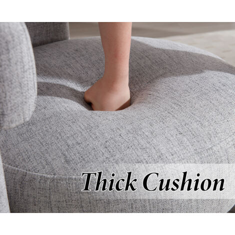 Armchair in Linen Occasional Upholstered Tub Chair for Makeup Leisure Accent Vanity Chair for Bedroom Living Room, Grey, Wahson