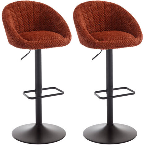 Bar Stools Set of 2 in Chenille Leather Modern Swivel Counter Chairs Height Adjustable for Kitchen Home Bar, Reddish Brown, Wahson