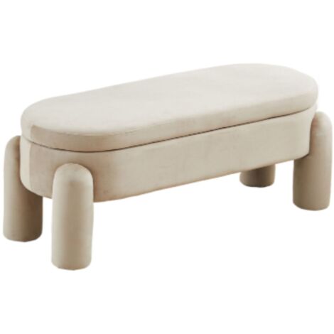 Storage Bench Stool in Faux Fur End of Bed Bedroom Bench Modern Window Seat for Entryway Bedroom Living Room Hallway, Khaki, Wahson