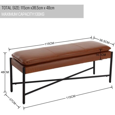 Ottoman Bench in PU Leather Upholstered Window Seat Footstool Modern Simple Bench for Bedroom Living Room Entryway, Brown, Wahson