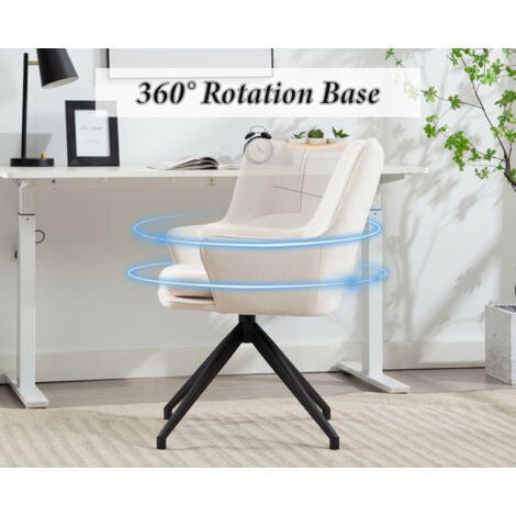 Modern Home Office Chair in Chenille Fabric Swivel Desk Chair with Metal Legs Occasional Task Chair for Home Office Bedroom, Beige