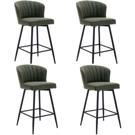 Bar Stools Set of 4 in Velvet Modern Counter Chairs with Shell Designed Backrest for Home Bar Restaurant, Green, Wahson