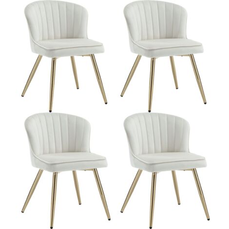 Wahson Dining Chairs 4Pcs in Velvet Modern Kitchen Chairs with Shell Backrest for Kitchen Living Room Restaurant, Beige