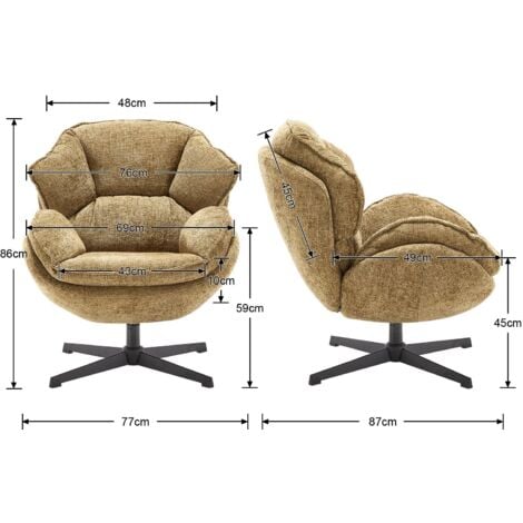 Recliner Chair in Chenille Fabric Comfortable Accent Armchair with Thick Soft Cushion for Bedroom Living Room Relax, Yellow, Wahson