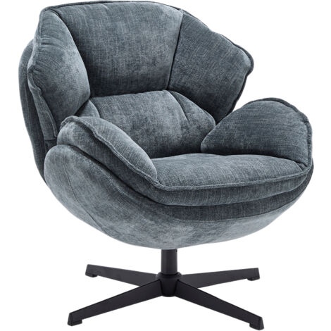 Armchair in Chenille Fabric Swivel Occasional Leisure Chair with Comfortable Elegant Backrest for Bedroom Living Room, Blue, Wahson