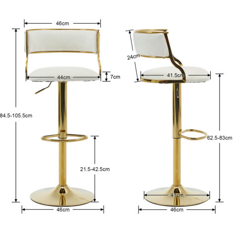 Bar Stools Set of 2 in Velvet Padded Counter Chairs with Curved Chic Hollow Backrest Stools for Kitchen Home Pub Restaurant, Beige, Wahson