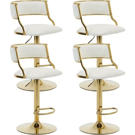 Bar Stools Set of 4 in Velvet Padded Counter Chairs with Curved Chic Hollow Backrest Stools for Kitchen Home Pub Restaurant, Beige, Wahson