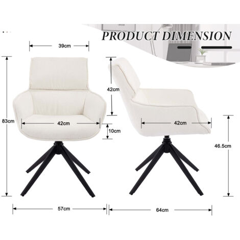Office Chair in Fabric Upholstered Modern Swivel Task Chair for Make up Vanity Chair for Home Office Bedroom, White, Wahson