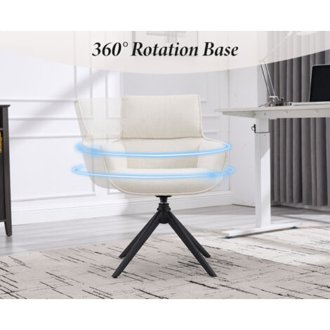 Office Chair in Fabric Upholstered Modern Swivel Task Chair for Make up Vanity Chair for Home Office Bedroom, White, Wahson
