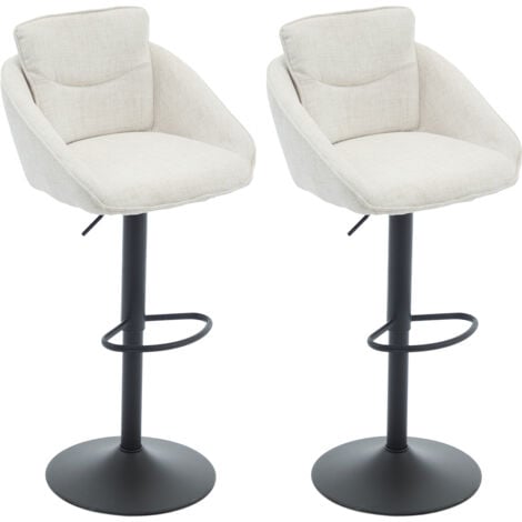 Bar Stools Set of 2 in Linen Soft Padded Counter Chairs Height Adjustable Modern Stools for Home Bar Kitchen Restaurant, Beige, Wahson