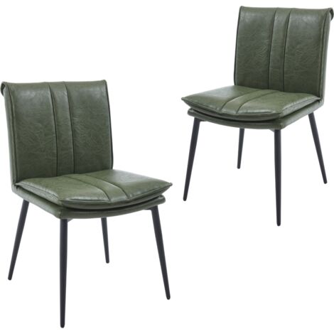 Wahson Dining Chairs 2Pcs in PU Leather Modern Industrial Kitchen Chairs with Backrest for Living Room Restaurant, Green