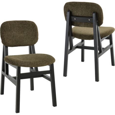 Dining Chairs 2Pcs in Chenille Seat Padded Rustic Kitchen Chairs in Wood Frame for Kitchen Restaurant, Green, Wahson (1/5)