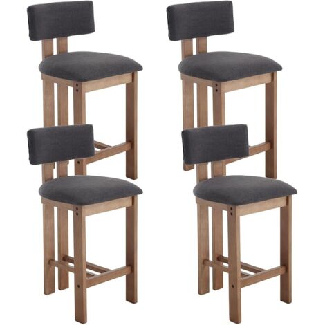 Bar Stools Set of 4 in Linen Soft Padded Retro Rustic Counter Chairs with Wood Frame for Home Bar Kitchen Counter, Anthracite, Chairus