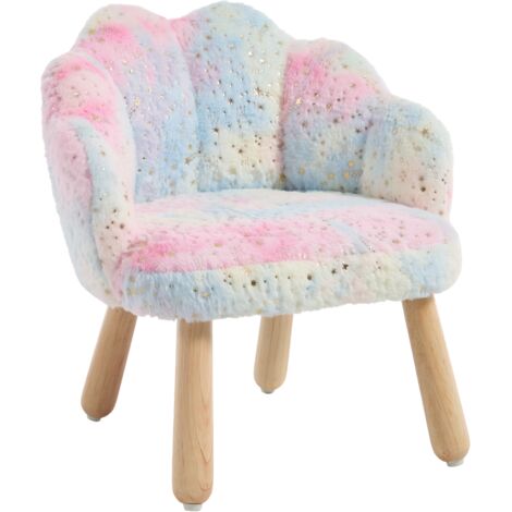 CHAIRUS Kids Armchair in Faux Fur Uphlostered Single Sofa Chair Lovely Toddler Chair with Wood Legs for Children Girls Boys Bedrrom, Blue