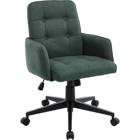 CHAIRUS Office Chair in Linen Upholstered Modern Desk Chair Height Adjustable Swivel Chair with Wheels for Home Office Bedroom Workplace, Green