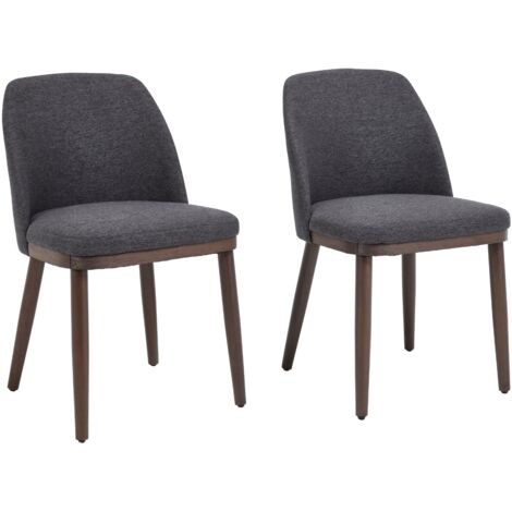WAHSON Dining Chairs Set of 2 Linen Fabric Kitchen Chairs Vintage Simple Chairs with Wooden Legs Side Chairs for Living Room Restaurant, Black