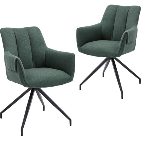 CHAIRUS Dinging Chairs 2Pcs Linen Modern Simple Kitchen Chairs with Comfortable Backrest Swivel Armchairs for Living Room Restaurant, Green