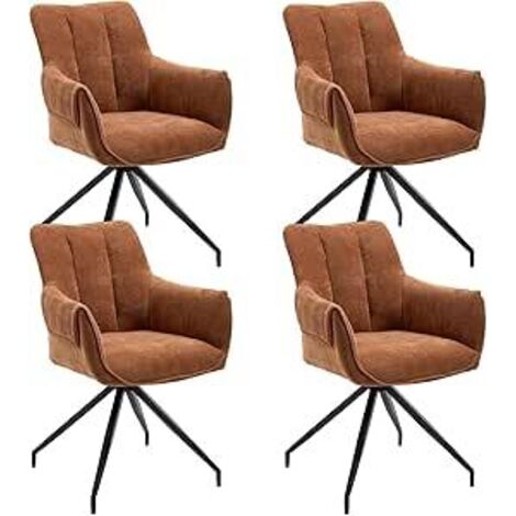 CHAIRUS Dinging Chairs 4Pcs Chenille Modern Simple Kitchen Chairs with Comfortable Backrest Swivel Armchairs for Living Room Restaurant, Orange