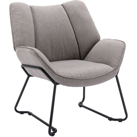Wahson Armchair in Linen Modern Occasional Tub Chair with Comfortable Backrest Accent Chair for Home Bedroom Living Room Relax, Gray