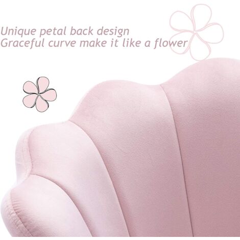 Accent Chair in Velvet Modern Vanity Armchair with Unique Petal Backrest Tub Chair for Home Bedroom Living Room, Light Pink, Wahson