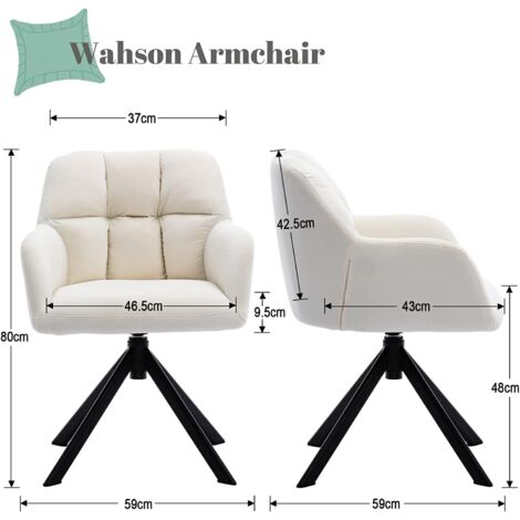 Modern Office Chair in Velvet Upholstered Swivel Computer Chair Comfty Task Chair for Home Office Bedroom, White, Wahson